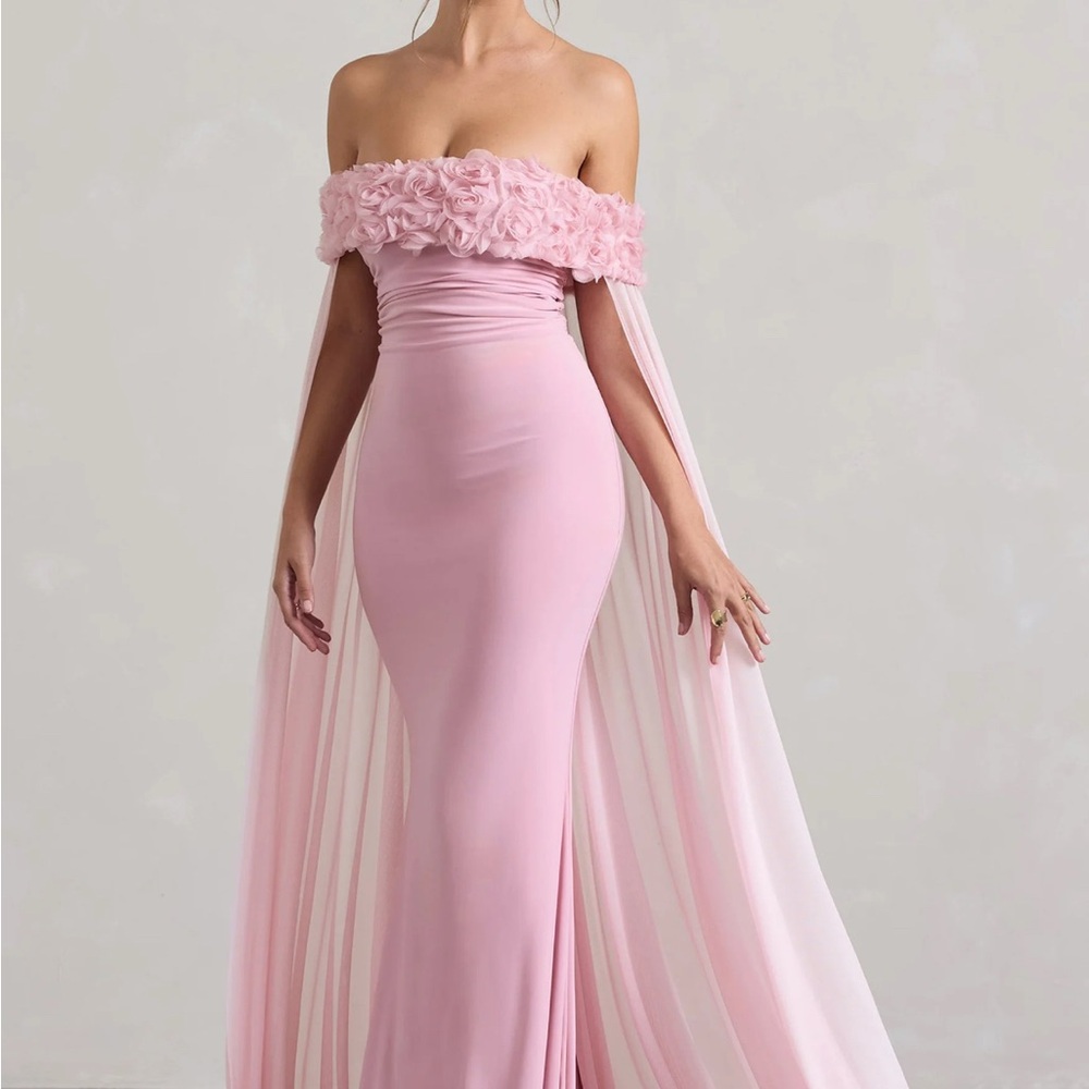 Club L London Pink Off-Shoulder Gown